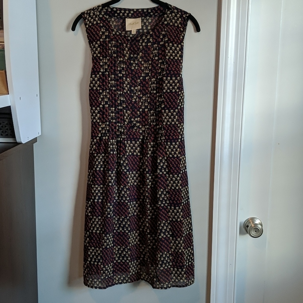 Modcloth chiffon sleeveless dress in orchard navy